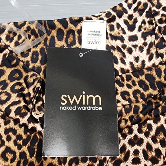Naked Wardrobe Swim Bikini Top Leopard Print One Shoulder Medium - Picture 4 of 6